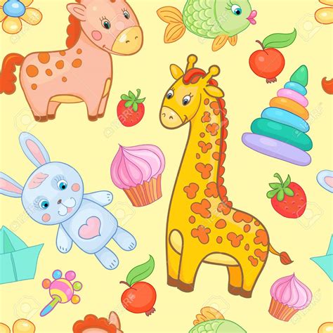 🔥 Download Baby Toys Seamless Pattern Vector Animal Yellow Cartoon ...