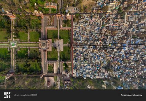 Aerial view of Darwaza-i Rauza, Agra, Taj Mahal, India stock photo - OFFSET