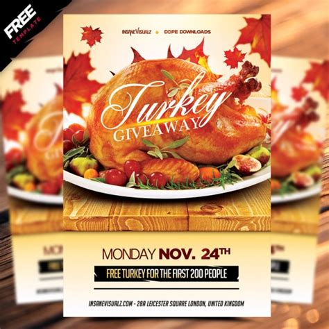 Turkey Giveaway Free Flyer Template - Dope Downloads