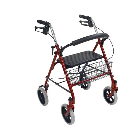 Drive 4-Wheel Rollator Walker with Fold Up Removable Back Support, Red ...