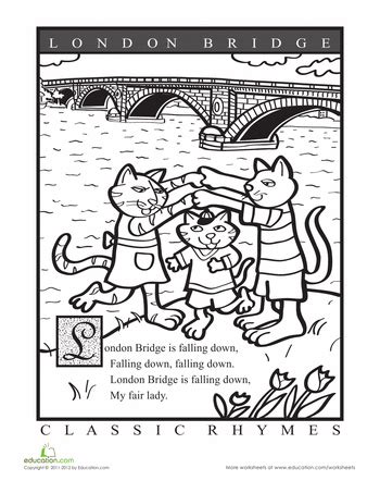 Color a Nursery Rhyme: London Bridge | Worksheet | Education.com | Kids ...