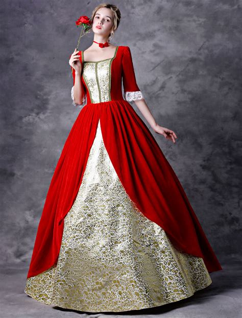 Retro Victorian Dress Costume Red Women Baroque Masquerade Ball Gowns Royal Vintage Costumes ...