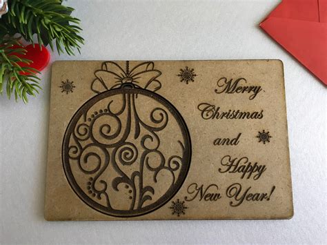 Merry Christmas Wood Greeting Cards Personalized Engraved Cards Christmas Family Ornament ...