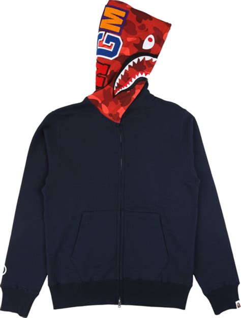 BAPE Shark Print Full Zip Navy Hoodie