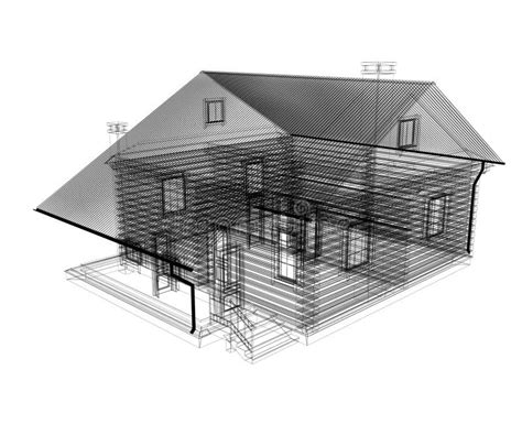 Line Drawing of House. Top View Stock Illustration - Illustration of ...