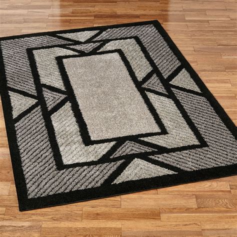 Ternion Black Art Deco Shag Area Rugs