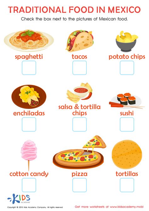 Traditional Food in Mexico Worksheet for kids