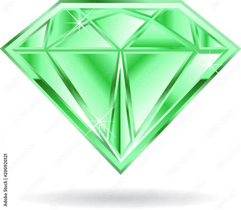 Emerald Gem on White background. Vector graphic illustration Stock ...