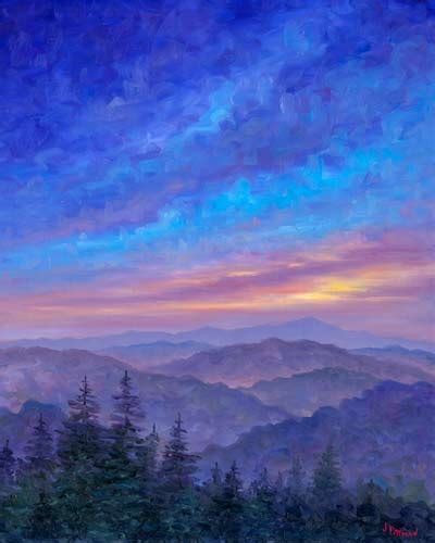 Smoky Mountain Sunset Oil painting and Prints