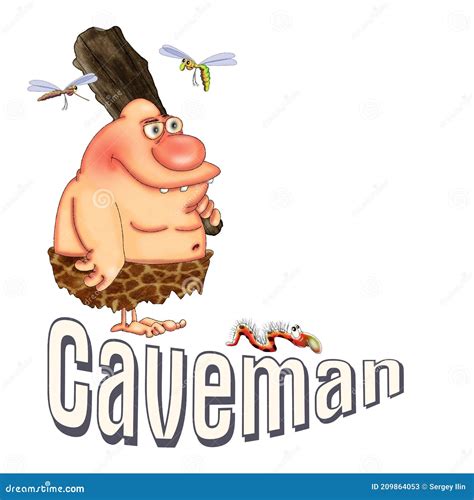 Cartoon Caveman with a Club. Illustration for Print Stock Illustration ...