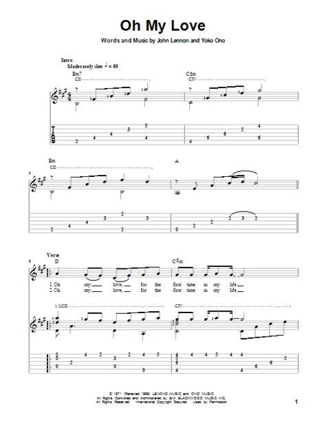 John Lennon "Oh My Love" Sheet Music Notes | Download Printable PDF Score 100786