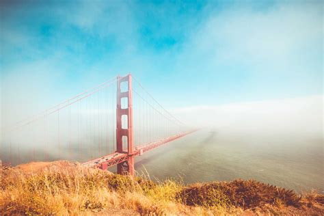 Colorful Golden Gate Bridge in Foggy But Sunny Weather | Free Car Photo by picjumbo