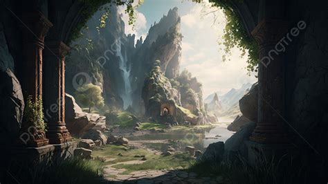 Game Scene Mountain Scenery Original Painting Background, Game Scene ...