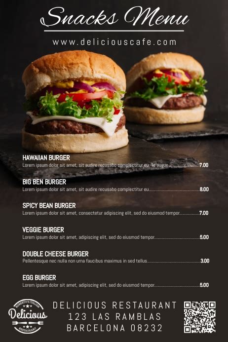 Bar Snack Menu Poster Template | PosterMyWall