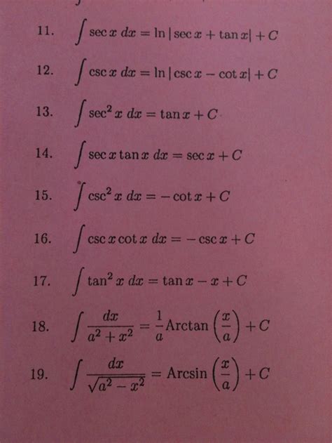 Formulas - calculus