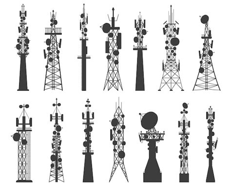 Premium Vector | Radio tower silhouette. Satellite communication antenna. Telecom network ...