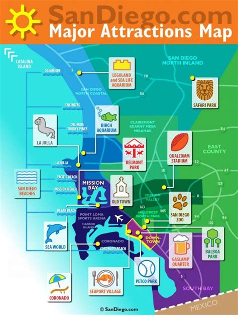 San Diego Tourism Map - San Diego Attraction Map (California - Usa ...