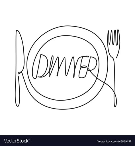 Dinner continuous line drawing Royalty Free Vector Image