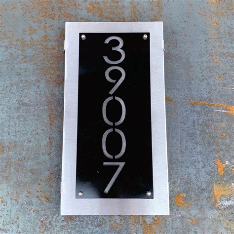 Modern Metal Address Sign | Stainless Address Plaque | Metal House ...