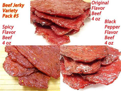 Variety Pack #5 Beef Jerky- Original Flavor beef (4 oz), Spicy Beef (4 - Fragrant Jerky (USA ...