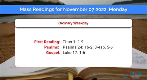 Daily Mass Readings for Monday, 7 November 2022 - Catholic Gallery