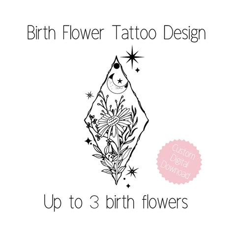 Birth Flower Tattoo Design Includes up to 3 Birth Flowers. Great Thigh ...