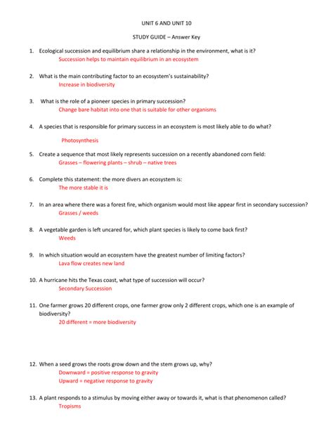 Ecological Succession Worksheet High School - Wordworksheet.com