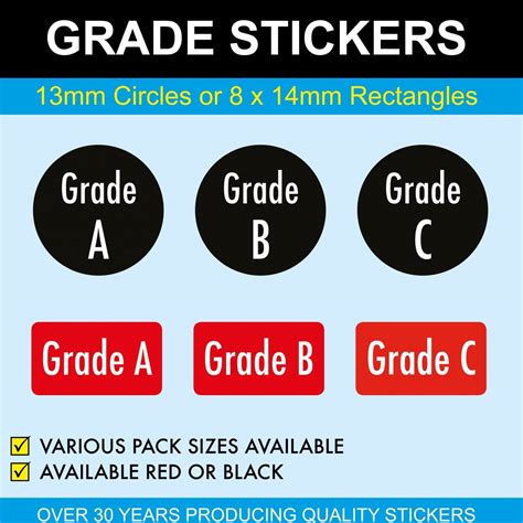 Grade Stickers | Grading Stickers for School - Price Stickers