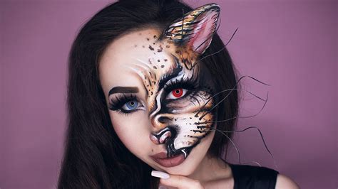 Creepy Cat Halloween Makeup Tutorial - YouTube