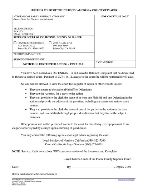 Form PL-CV002 - Fill Out, Sign Online and Download Fillable PDF, County ...