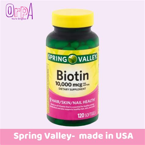 Spring Valley Biotin 10000mcg, 120 Counts - Orpa