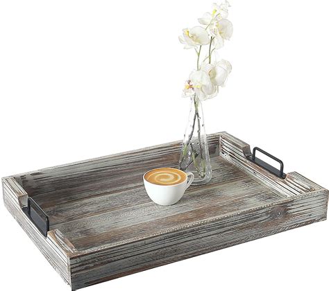 Rustic Inspired Weathered Gray Ottoman Tray Decorative Tray Serving ...