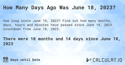 How Many Days Ago Was June 18, 2023? - Calculatio