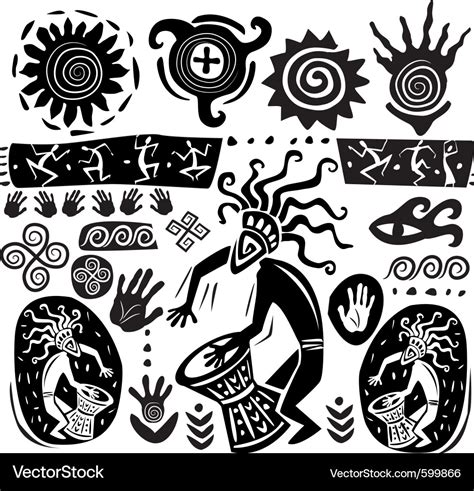 Primitive art silhouettes Royalty Free Vector Image