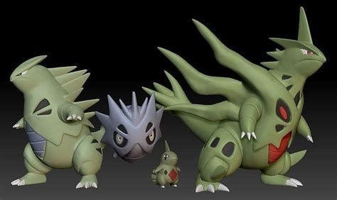 Pokemon Larvitar Pupitar Tyranitar Mega Evolution 3D model 3D printable ...