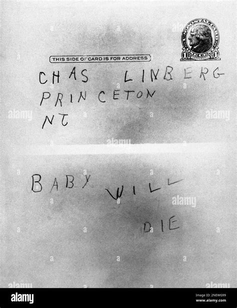 One of the ransom notes sent to Col. Charles Lindbergh after the ...