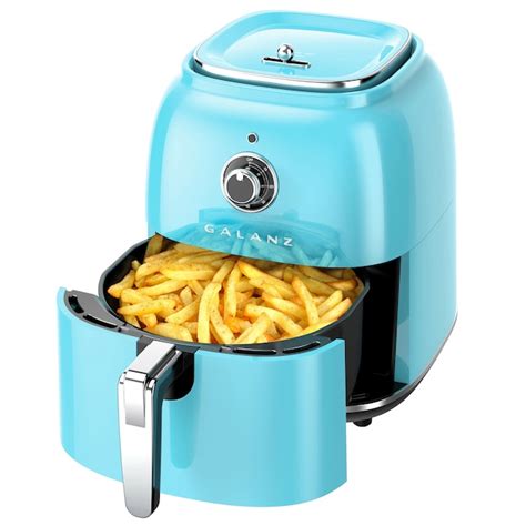 Galanz Retro Blue Air Fryer 4.8-Quart Oil-less Healthy Frying with Auto ...