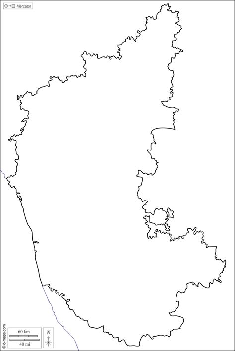 Karnataka free map, free blank map, free outline map, free base map coasts, limits, white