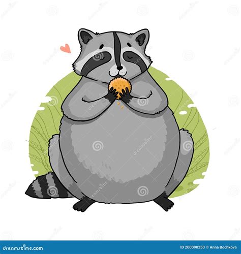 Fat Raccoon with Cracker Cookies Stock Vector - Illustration of cookie, drawn: 200090250