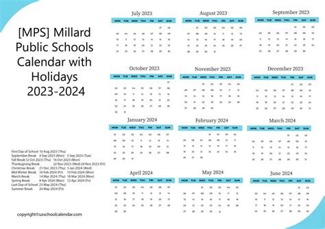 [MPS] Millard Public Schools Calendar with Holidays 2023-2024