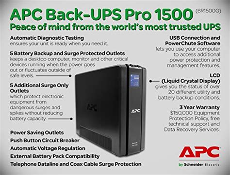 APC 1500VA UPS Battery Backup & Surge Protector with AVR, Back-UPS Pro ...