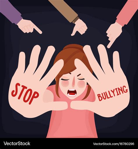 Stop bullying child abuse girl sad victim scared Vector Image