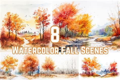 Watercolor Fall Scenes Collection Graphic by Sunny Jar Designs ...