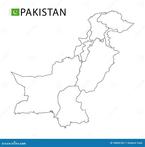 Pakistan Map, Black and White Detailed Outline Regions of the Country ...