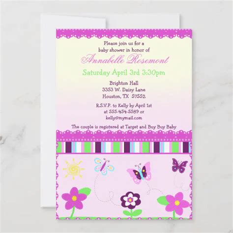 Lace and Butterflies Baby Shower Invitation | Zazzle