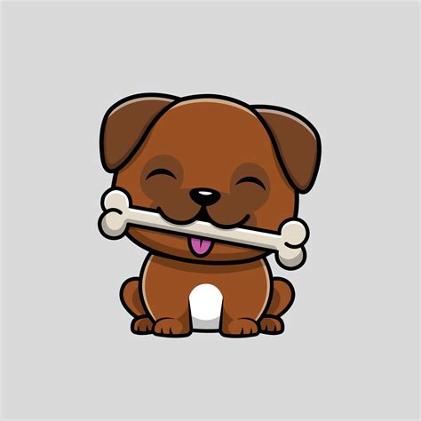 Cute Pug Dog Eating Bone Cartoon Vector Icon Illustration. 4835435 ...