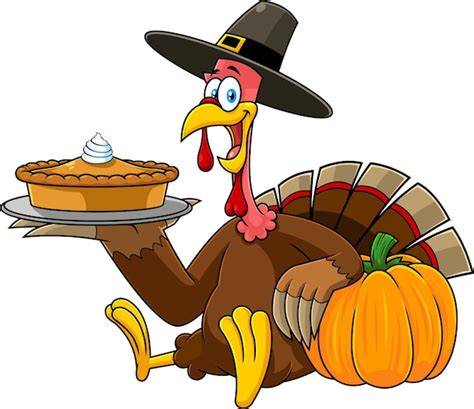 Premium Vector | Happy thanksgiving turkey pilgrim cartoon characters ...