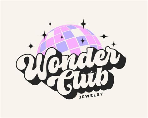 Editable Disco Ball Canva Logo Template DIY Retro Logo Fun Colorful Boho Logo Design Funky ...