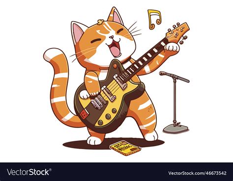 Cat playing guitar Royalty Free Vector Image - VectorStock