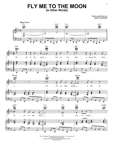 Frank Sinatra "Fly Me To The Moon (In Other Words)" Sheet Music Notes ...